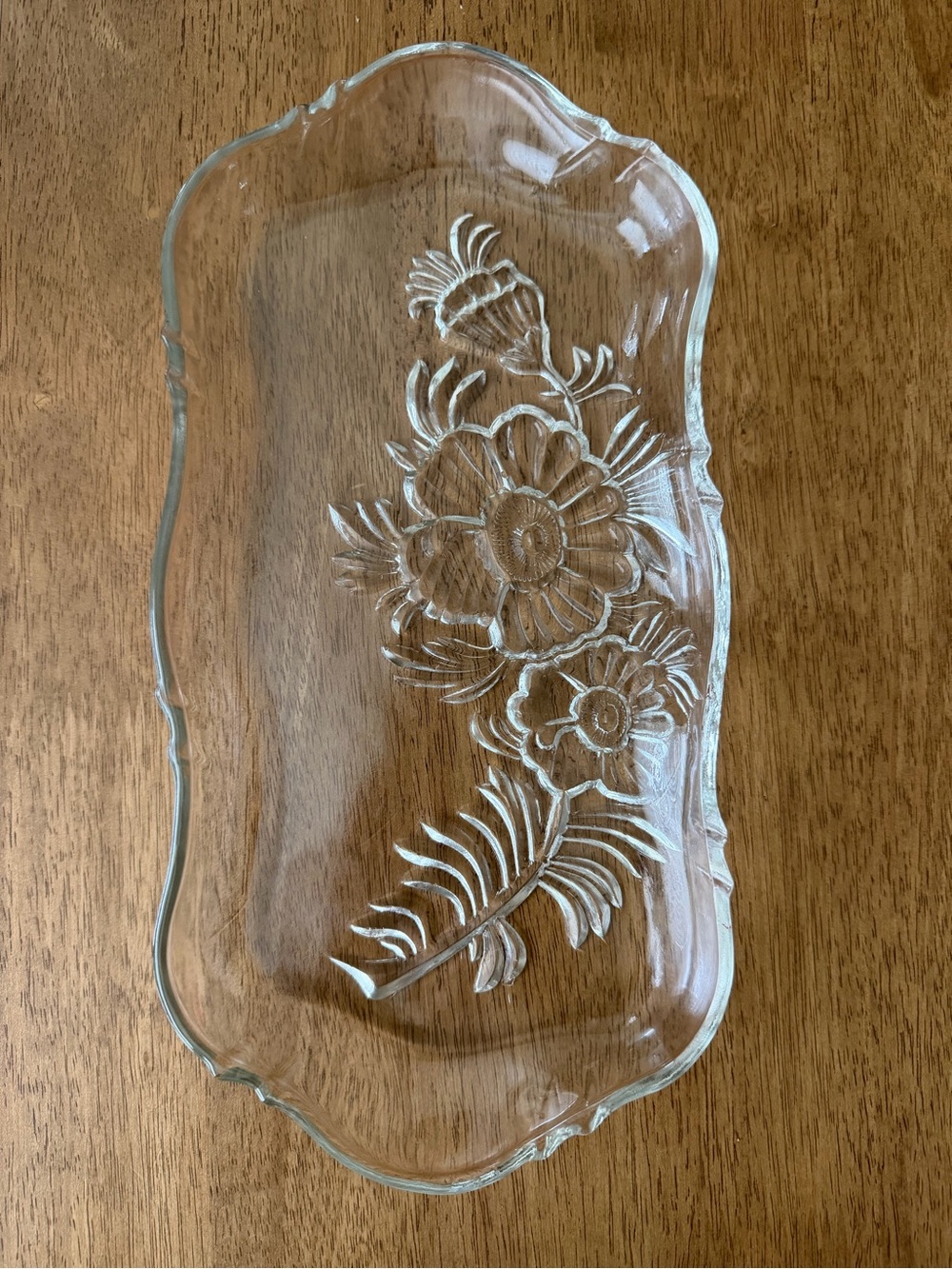 Source Unknown Clear Floral Glass Vanity Tray - Clear